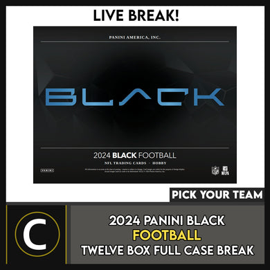 2024 PANINI BLACK FOOTBALL 12 BOX (FULL CASE) BREAK #F3196 - PICK YOUR TEAM