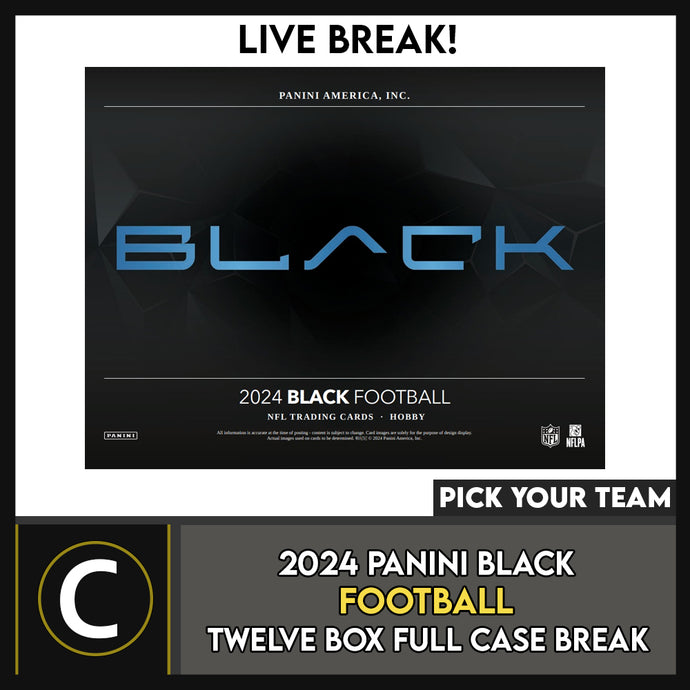 2024 PANINI BLACK FOOTBALL 12 BOX (FULL CASE) BREAK #F3196 - PICK YOUR TEAM