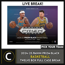Load image into Gallery viewer, 2024-25 PANINI PRIZM BLACK BASKETBALL 12 BOX (FULL CASE) BREAK #B3241 - PICK YOUR TEAM