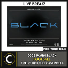 Load image into Gallery viewer, 2025 PANINI BLACK FOOTBALL 12 BOX (FULL CASE) BREAK #F3334 - PICK YOUR TEAM