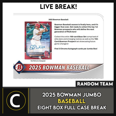 2025 BOWMAN BASEBALL JUMBO 8 BOX (FULL CASE) BREAK #A3321 - RANDOM TEAMS