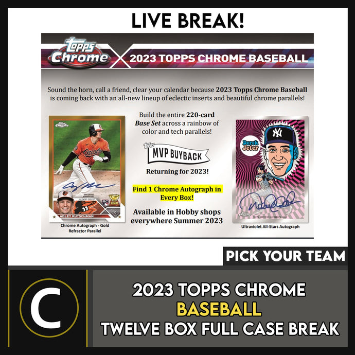 2023 TOPPS CHROME BASEBALL 12 BOX (FULL CASE) BREAK #A3005 - PICK YOUR TEAM