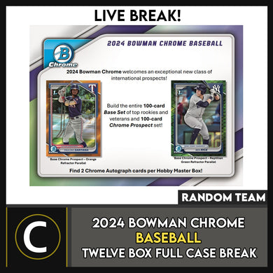 2024 BOWMAN CHROME BASEBALL 12 BOX (FULL CASE) BREAK #A3213 - RANDOM TEAMS