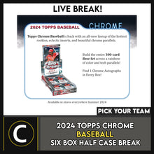 Load image into Gallery viewer, 2024 TOPPS CHROME HOBBY BASEBALL 6 BOX (HALF CASE) BREAK #A3176 - PICK YOUR TEAM