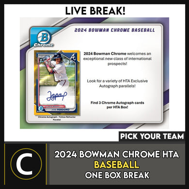 2024 BOWMAN CHROME BASEBALL HTA CHOICE 1 BOX BREAK #A3220 - PICK YOUR TEAM