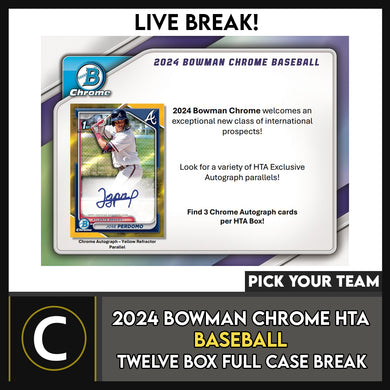 2024 BOWMAN CHROME BASEBALL HTA CHOICE 12 BOX (FULL CASE) BREAK #A3217 - PICK YOUR TEAM