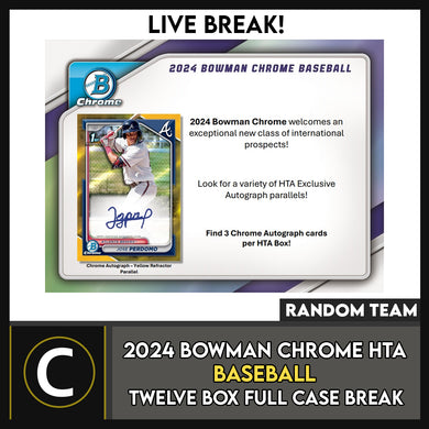 2024 BOWMAN CHROME BASEBALL HTA CHOICE 12 BOX (FULL CASE) BREAK #A3221 - RANDOM TEAMS