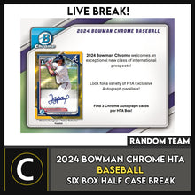 Load image into Gallery viewer, 2024 BOWMAN CHROME BASEBALL HTA CHOICE 6 BOX (HALF CASE) BREAK #A3222 - RANDOM TEAMS