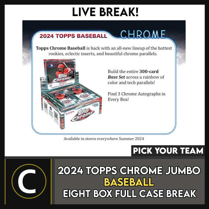 2024 TOPPS CHROME JUMBO HTA BASEBALL 8 BOX (FULL CASE) BREAK #A3180 - PICK YOUR TEAM