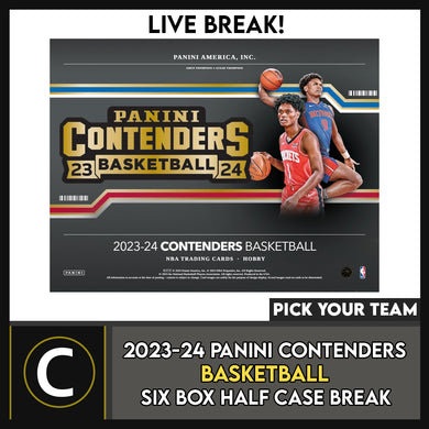 2023-24 PANINI CONTENDERS BASKETBALL 6 BOX (HALF CASE) BREAK #B3103 - PICK YOUR TEAM