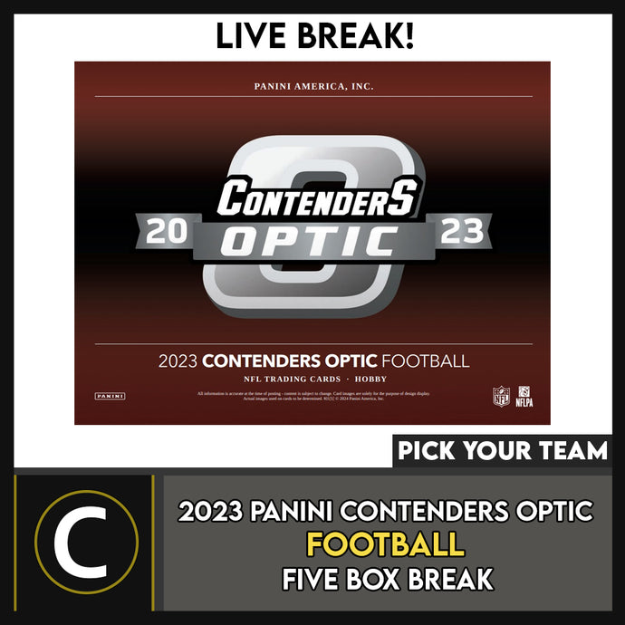 2023 PANINI CONTENDERS OPTIC FOOTBALL 5 BOX BREAK #F3130 - PICK YOUR TEAM