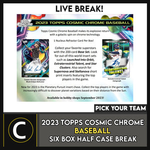 2023 TOPPS COSMIC CHROME BASEBALL 6 BOX (HALF CASE) BREAK #A3057 - PICK YOUR TEAM