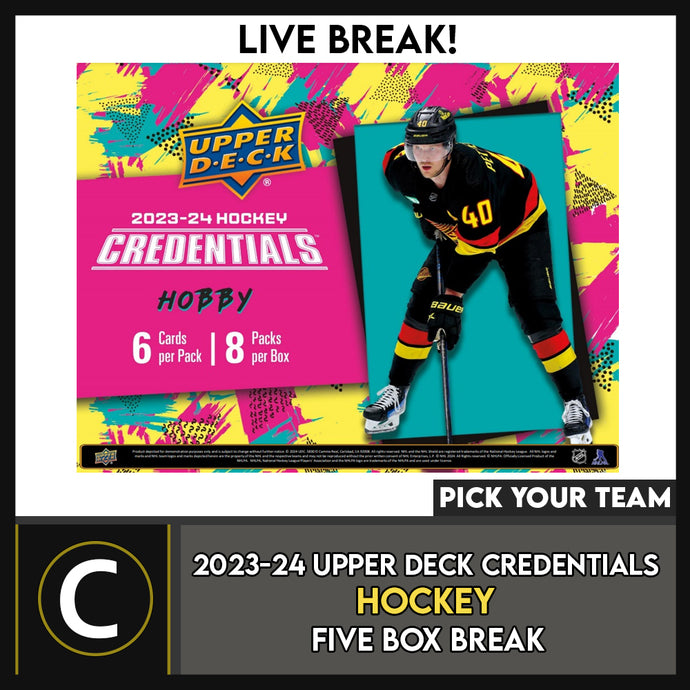 2023-24 UPPER DECK CREDENTIALS HOCKEY 5 BOX  BREAK #H3306