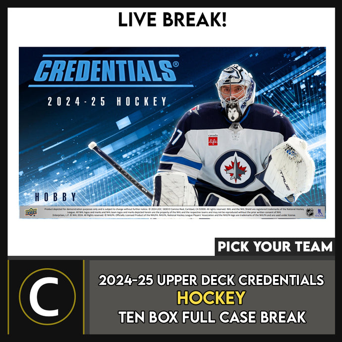 2024-25 UPPER DECK CREDENTIALS HOCKEY 10 BOX (FULL CASE) BREAK #H3594 - PICK YOUR TEAM