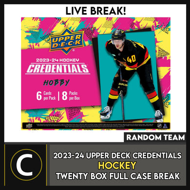 2023-24 UPPER DECK CREDENTIALS HOCKEY 20 BOX (FULL MASTER CASE) BREAK #H3307 - RANDOM TEAM