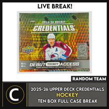Load image into Gallery viewer, 2025-26 UPPER DECK CREDENTIALS HOCKEY 10 BOX (FULL CASE) BREAK #H3756 - RANDOM TEAMS