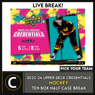 2023-24 UPPER DECK CREDENTIALS HOCKEY 10 BOX (HALF CASE) BREAK #H3305