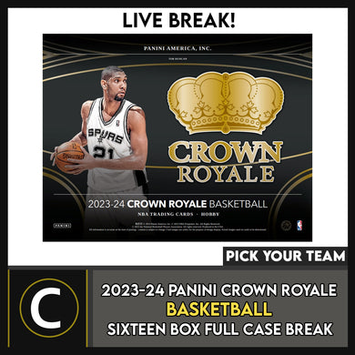 2023-24 PANINI CROWN ROYALE BASKETBALL 16 BOX (FULL CASE) BREAK #B3079 - PICK YOUR TEAM