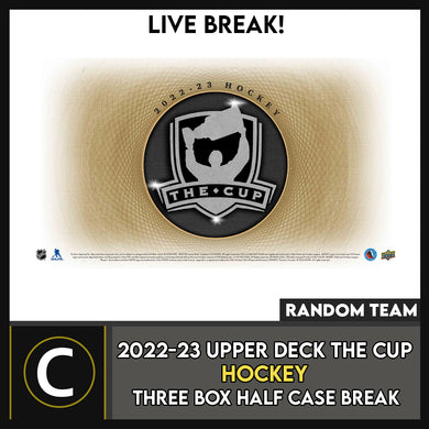 2022-23 UPPER DECK THE CUP HOCKEY 3 BOX (HALF CASE) BREAK #H3321 - RANDOM TEAM