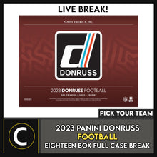 Load image into Gallery viewer, 2023 PANINI DONRUSS FOOTBALL 18 BOX (FULL CASE) BREAK #F3052 - PICK YOUR TEAM