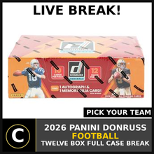 Load image into Gallery viewer, 2026 PANINI DONRUSS FOOTBALL 12 BOX FULL CASE BREAK #F3422 - PICK YOUR TEAM