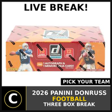 Load image into Gallery viewer, 2026 PANINI DONRUSS FOOTBALL 3 BOX BREAK #F3424 - PICK YOUR TEAM