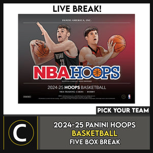 2024-25 PANINI HOOPS BASKETBALL 5 BOX BREAK #B3168 - PICK YOUR TEAM