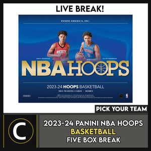 2023-24 PANINI HOOPS BASKETBALL 5 BOX BREAK #B3033 - PICK YOUR TEAM