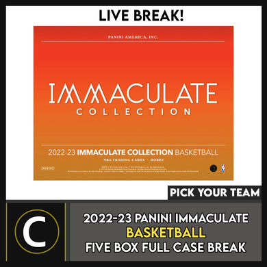 2022-23 PANINI IMMACULATE BASKETBALL 5 BOX (FULL CASE) BREAK #B3041 - PICK YOUR TEAM