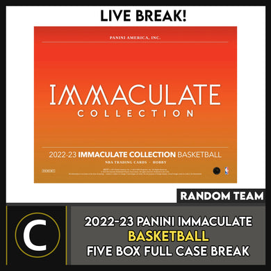 2022-23 PANINI IMMACULATE BASKETBALL 5 BOX (FULL CASE) BREAK #B3042 - RANDOM TEAMS