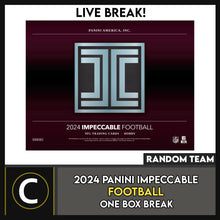Load image into Gallery viewer, 2024 PANINI IMPECCABLE FOOTBALL 1 BOX BREAK #F3285 - RANDOM TEAMS