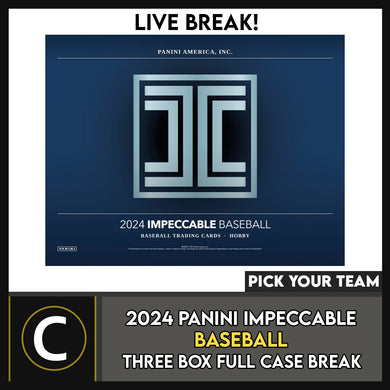 2024 PANINI IMPECCABLE BASEBALL 3 BOX (FULL CASE) BREAK #A3265 - PICK YOUR TEAM