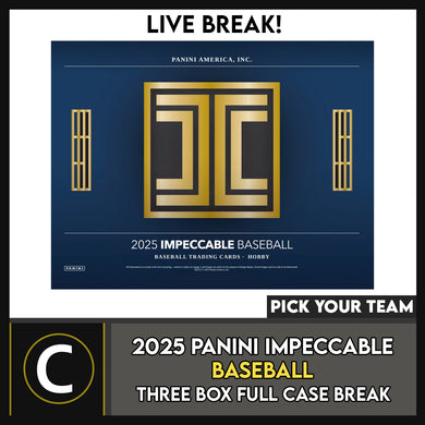 2025 PANINI IMPECCABLE BASEBALL 3 BOX (FULL CASE) BREAK #A3355 - PICK YOUR TEAM