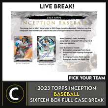 Load image into Gallery viewer, 2023 TOPPS INCEPTION BASEBALL 16 BOX (FULL CASE) BREAK #A3082 - PICK YOUR TEAM