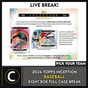 2024 TOPPS INCEPTION BASEBALL 8 BOX (FULL CASE) BREAK #A3330 - PICK YOUR TEAM