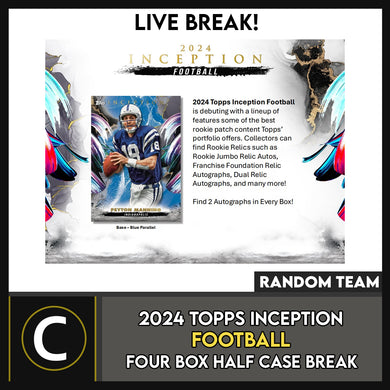2024 TOPPS INCEPTION FOOTBALL 4 BOX (HALF CASE) BREAK #F3280 - RANDOM TEAMS