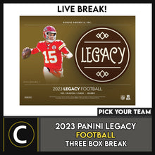 Load image into Gallery viewer, 2023 PANINI LEGACY  FOOTBALL 3 BOX BREAK #F3078 - PICK YOUR TEAM