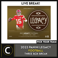 Load image into Gallery viewer, 2023 PANINI LEGACY  FOOTBALL 3 BOX BREAK #F3046 - PICK YOUR TEAM