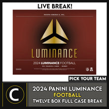 Load image into Gallery viewer, 2024 PANINI LUMINANCE FOOTBALL 12 BOX (FULL CASE) BREAK #F3151 - PICK YOUR TEAM