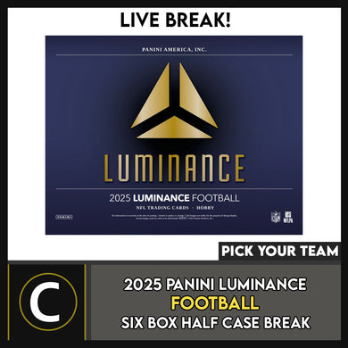2025 PANINI LUMINANCE FOOTBALL 6 BOX (HALF CASE) BREAK #F3307 - PICK YOUR TEAM
