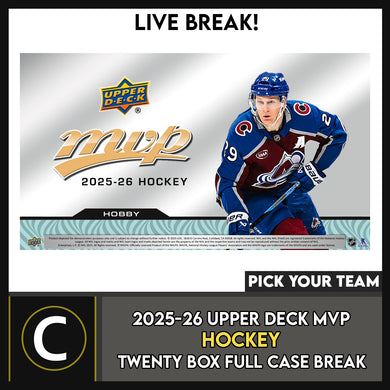 2025-26 UPPER DECK MVP HOCKEY 20 BOX (FULL CASE) BREAK #H3610 - PICK YOUR TEAM