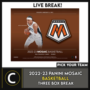 2022-23 PANINI MOSAIC BASKETBALL 3 BOX BREAK #B3008 - PICK YOUR TEAM