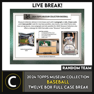 2024 TOPPS MUSEUM COLLECTION BASEBALL 12 BOX (FULL CASE) BREAK #A3199 - RANDOM TEAMS