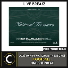 Load image into Gallery viewer, 2023 PANINI NATIONAL TREASURES FOOTBALL 1 BOX BREAK #F3161 - PICK YOUR TEAM