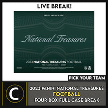 Load image into Gallery viewer, 2023 PANINI NATIONAL TREASURES FOOTBALL 4 BOX (FULL CASE) BREAK #F3159 - PICK YOUR TEAM