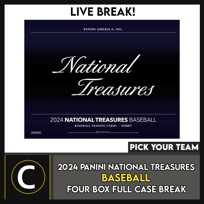 2024 PANINI NATIONAL TREASURES BASEBALL 4 BOX (FULL CASE) BREAK #A3308 - PICK YOUR TEAM