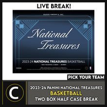 Load image into Gallery viewer, 2023-24 PANINI NATIONAL TREASURES BASKETBALL 2 BOX (HALF CASE) BREAK #B3150 - PICK YOUR TEAM