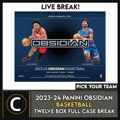 2023-24 PANINI OBSIDIAN BASKETBALL 12 BOX (FULL CASE) BREAK #B3092 - PICK YOUR TEAM
