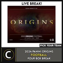 Load image into Gallery viewer, 2024 PANINI ORIGINS FOOTBALL 4 BOX BREAK #F3182 - PICK YOUR TEAM