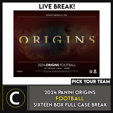 2024 PANINI ORIGINS FOOTBALL 16 BOX (FULL CASE) BREAK #F3181 - PICK YOUR TEAM